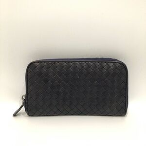 Bottega Veneta Black Woven Leather Wallet